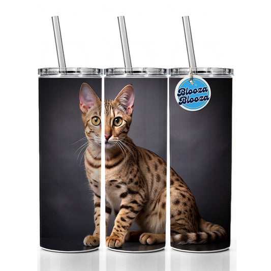 Ocicat Cat Photo Skinny Tumbler 20oz with Straw Insulated Water Bottle Gift