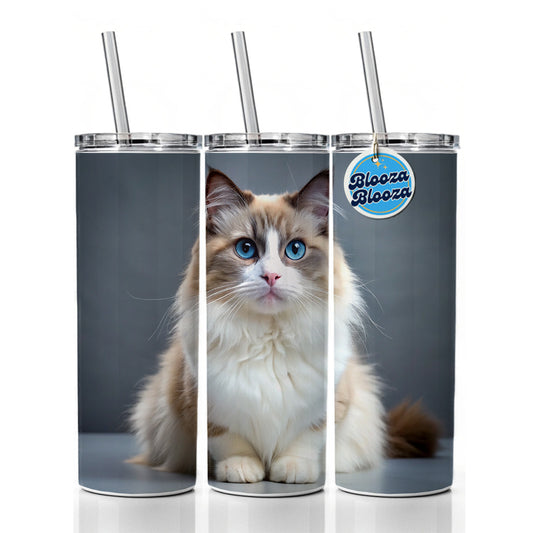 Ragdoll Cat Photo Skinny Tumbler 20oz with Straw Insulated Water Bottle Gift