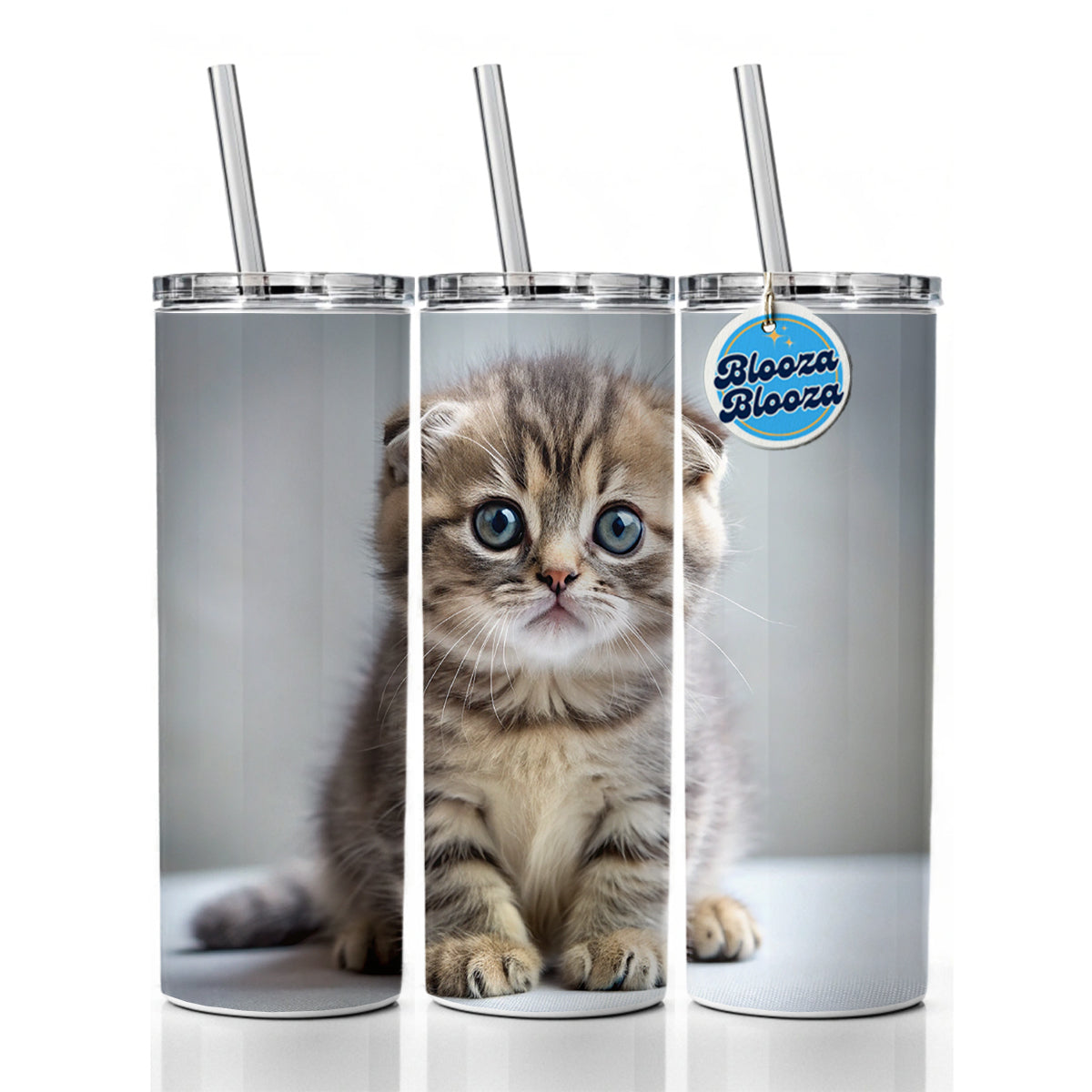 Scottish Fold Cat Kitten Photo Skinny Tumbler 20oz with Straw Insulated Water Bottle Gift