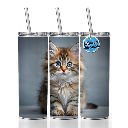 Siberian Cat Kitten Photo Skinny Tumbler 20oz with Straw Insulated Water Bottle Gift