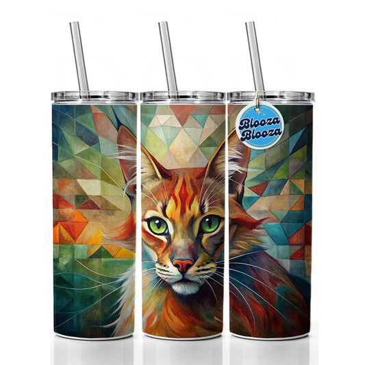 Somali Cat Abstract Art Skinny Tumbler 20oz with Straw Insulated Water Bottle Gift