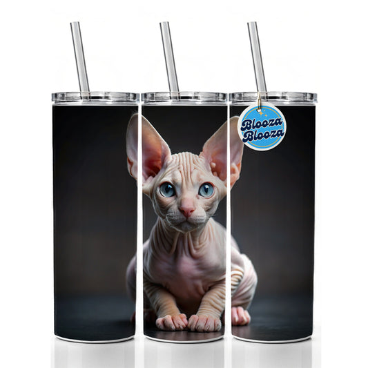 Sphynx Cat Kitten Photo Skinny Tumbler 20oz with Straw Insulated Water Bottle Gift