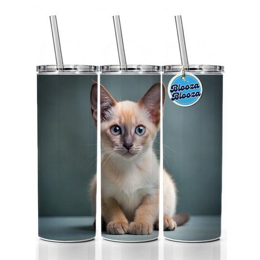Tonkinese Cat Kitten Photo Skinny Tumbler 20oz with Straw Insulated Water Bottle Gift