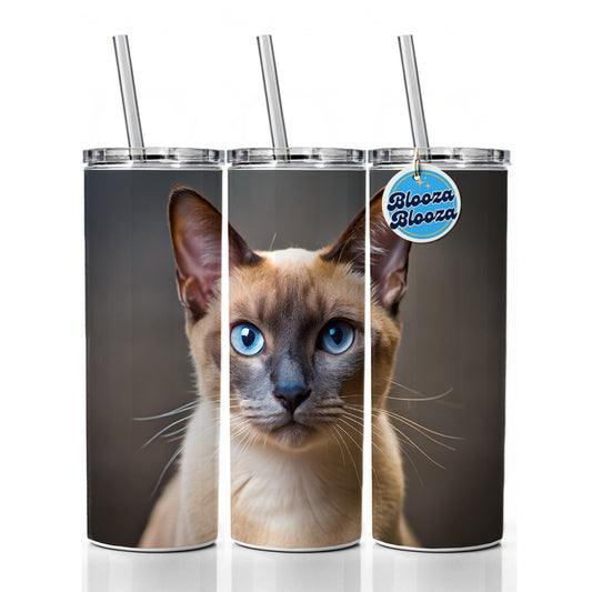 Tonkinese Cat Photo Skinny Tumbler 20oz with Straw Insulated Water Bottle Gift