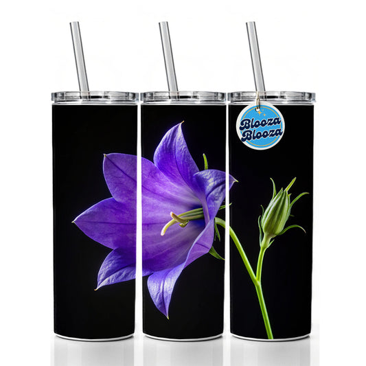 Bellflower Purple Flower Photo Skinny Tumbler 20oz with Straw Insulated Water Bottle Gift