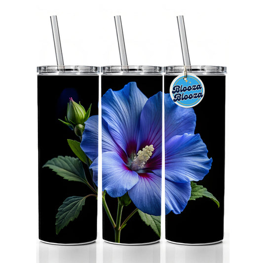 Blue Rose Of Sharon Flower Photo Skinny Tumbler 20oz with Straw Insulated Water Bottle Gift
