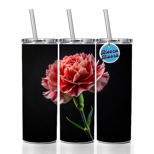 Carnation Flower Photo Skinny Tumbler 20oz with Straw Insulated Water Bottle Gift