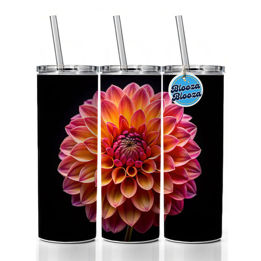 Dahlia Flower Photo Skinny Tumbler 20oz with Straw Insulated Water Bottle Gift