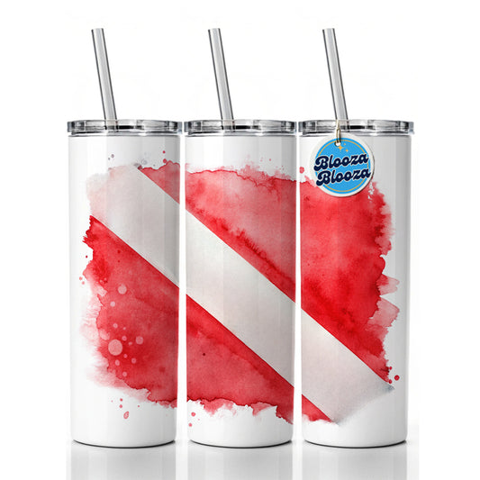 Diver Diving Dive Flag Watercolor Skinny Tumbler 20oz with Straw Insulated Water Bottle Gift