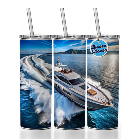 High-Performance Boat At Sea Skinny Tumbler 20oz with Straw Insulated Water Bottle Gift