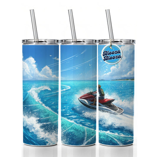 Jet Ski Skiing On Vacation Skinny Tumbler 20oz with Straw Insulated Water Bottle Gift