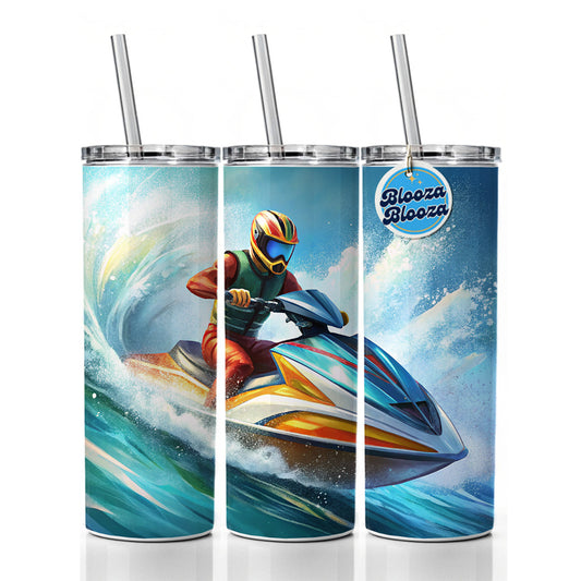 Jet Ski Skiing Racing Skinny Tumbler 20oz with Straw Insulated Water Bottle Gift