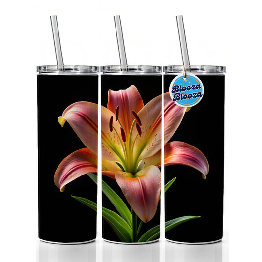 Lily Flower Photo Skinny Tumbler 20oz with Straw Insulated Water Bottle Gift