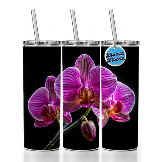 Orchid Flower Photo Skinny Tumbler 20oz with Straw Insulated Water Bottle Gift