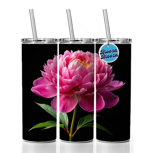 Peony Flower Photo Skinny Tumbler 20oz with Straw Insulated Water Bottle Gift