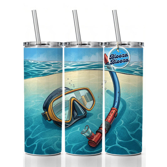 Snorkel And Mask on Beach Skinny Tumbler 20oz with Straw Insulated Water Bottle Gift