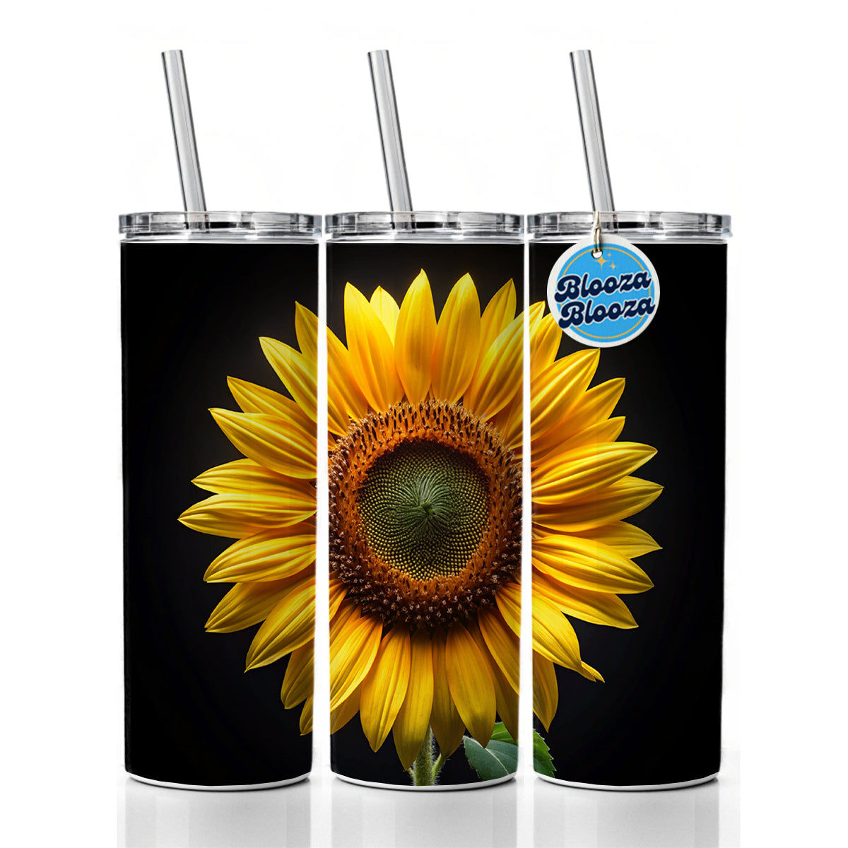 Sunflower Photo Skinny Tumbler 20oz with Straw Insulated Water Bottle Gift