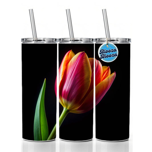 Tulip Flower Photo Skinny Tumbler 20oz with Straw Insulated Water Bottle Gift