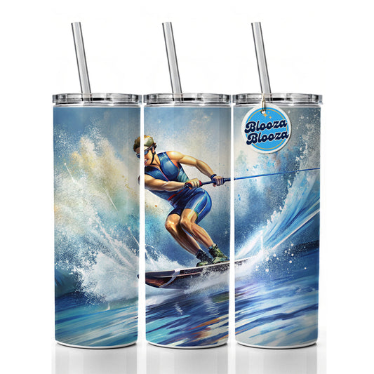 Water Ski Skiing Skinny Tumbler 20oz with Straw Insulated Water Bottle Gift