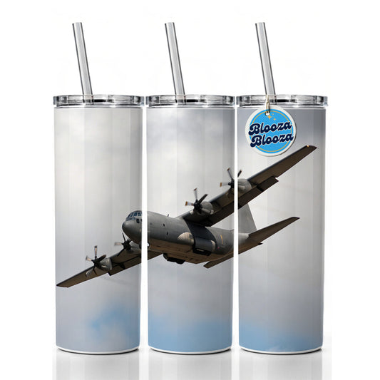 C-130 Hercules Military Transport Plane Skinny Tumbler 20oz with Straw Insulated Water Bottle Gift