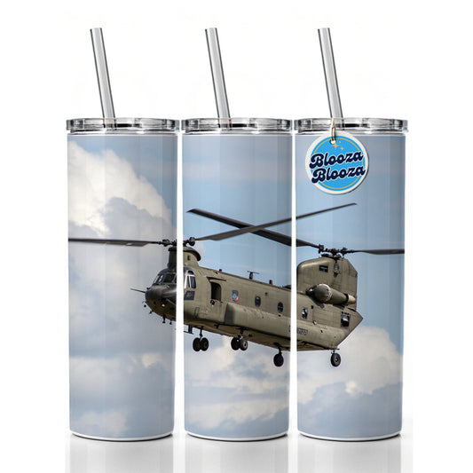 CH-47 Chinook Heavy-Lift Helicopter Skinny Tumbler 20oz with Straw Insulated Water Bottle Gift