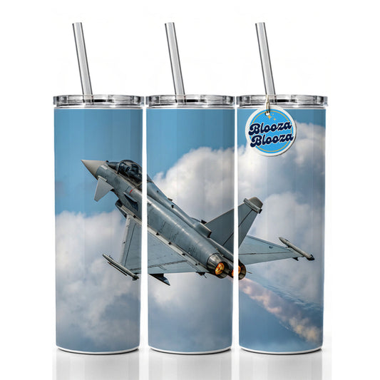 Eurofighter Typhoon Fighter Jet Plane Skinny Tumbler 20oz with Straw Insulated Water Bottle Gift