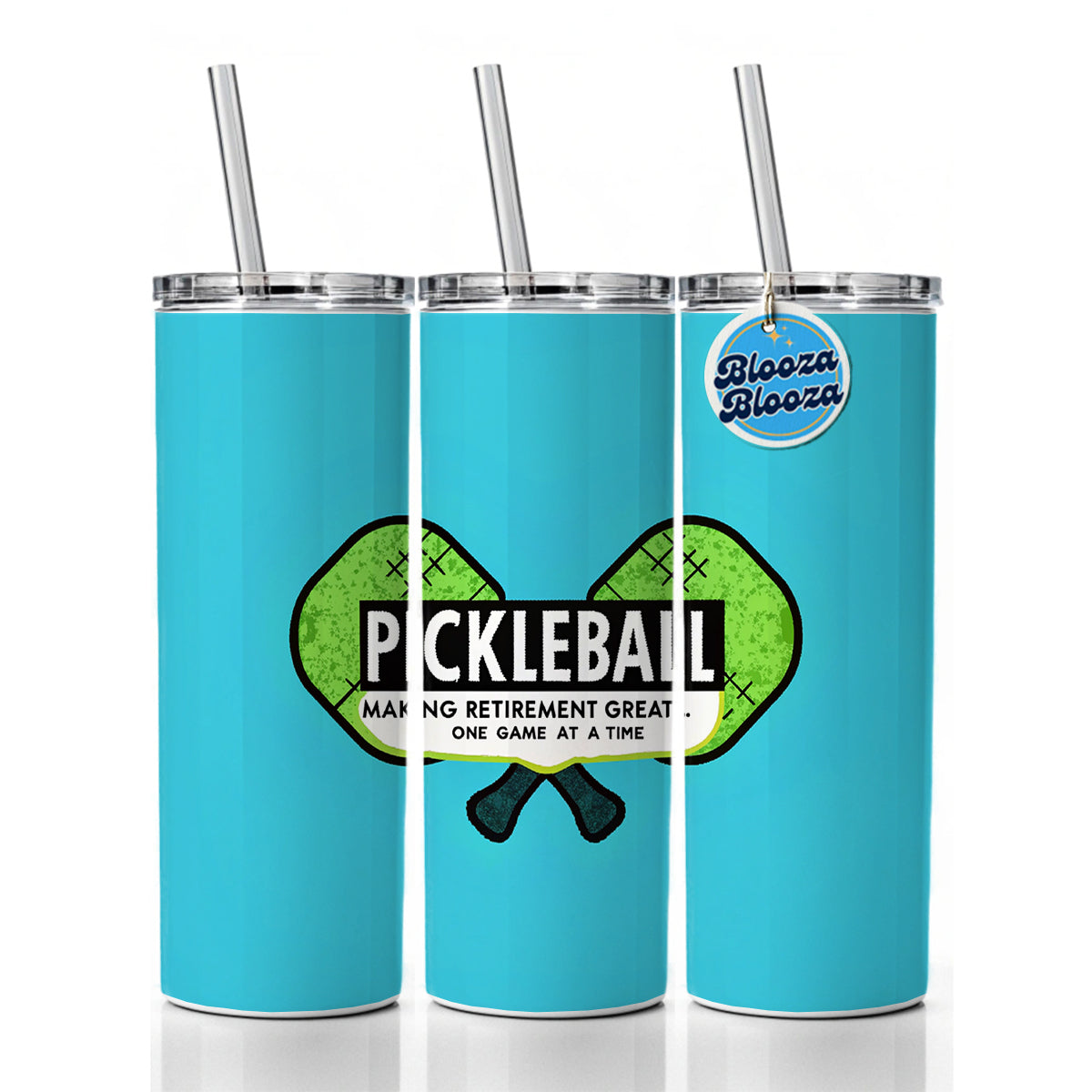 Pickleball Making Retirement Great One Game At A Time Skinny Tumbler 20oz with Straw Insulated Water Bottle Gift