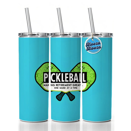 Pickleball Making Retirement Great One Game At A Time Skinny Tumbler 20oz with Straw Insulated Water Bottle Gift