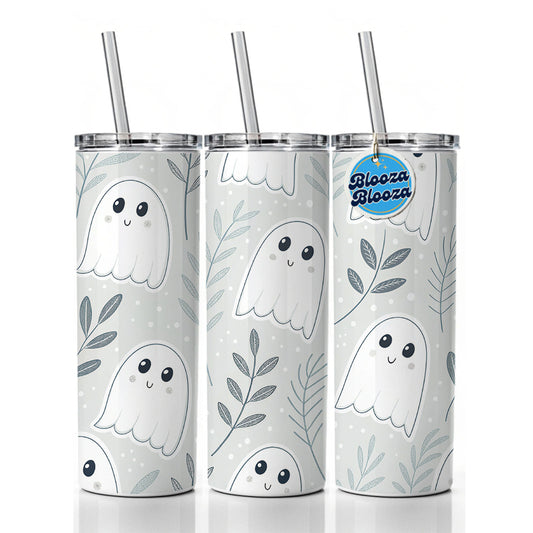 Adorable Ghosts Halloween Skinny Tumbler 20oz with Straw Insulated Water Bottle Gift