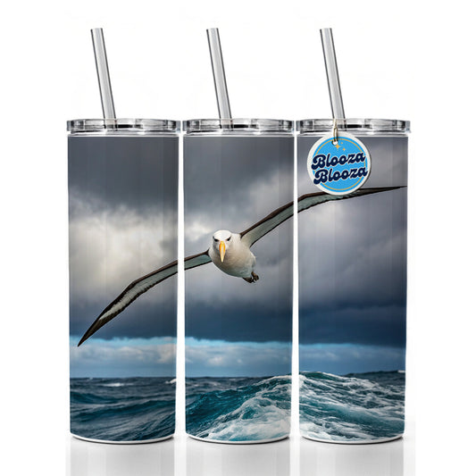 Albatross Bird Flying Over Ocean Photo Skinny Tumbler 20oz with Straw Insulated Water Bottle Gift