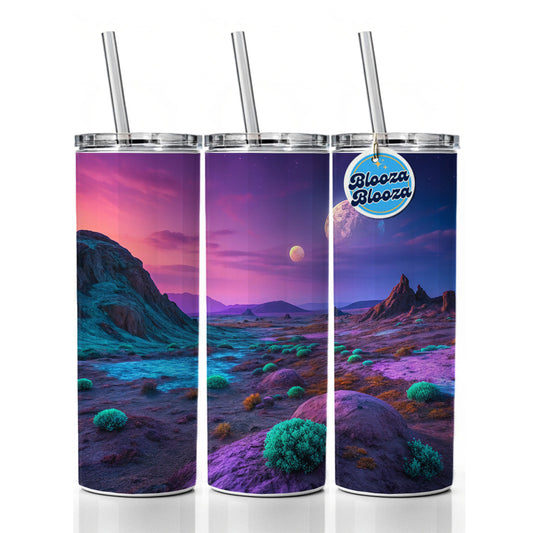 Alien Planet Surface Beautiful Skinny Tumbler 20oz with Straw Insulated Water Bottle Gift