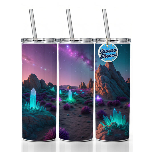 Alien Planet Surface Colorful Skinny Tumbler 20oz with Straw Insulated Water Bottle Gift