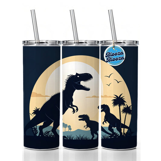 Allosaurus Silhouettes Dinosaurs Skinny Tumbler 20oz with Straw Insulated Water Bottle Gift