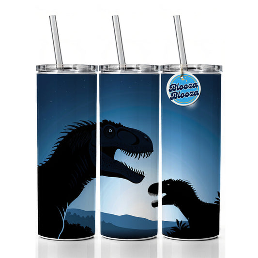 Allosaurus Silhouettes Night Dinosaurs Skinny Tumbler 20oz with Straw Insulated Water Bottle Gift