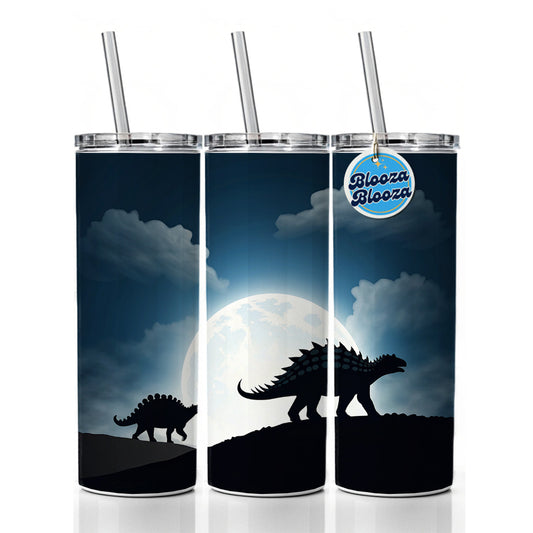 Ankylosaurus Silhouettes Dinosaurs Skinny Tumbler 20oz with Straw Insulated Water Bottle Gift