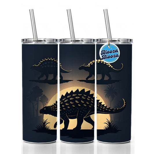 Ankylosaurus Silhouettes Walking Dinosaurs Skinny Tumbler 20oz with Straw Insulated Water Bottle Gift