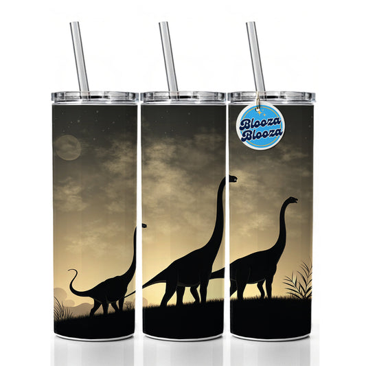 Apatosaurus Silhouettes Walking Dinosaurs Skinny Tumbler 20oz with Straw Insulated Water Bottle Gift