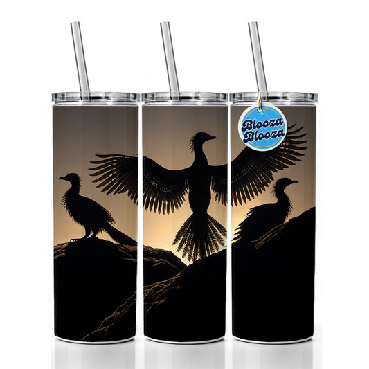 Archaeopteryx Silhouettes Dinosaurs Skinny Tumbler 20oz with Straw Insulated Water Bottle Gift