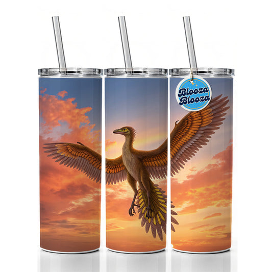 Archaeopteryx Sunset Dinosaur Skinny Tumbler 20oz with Straw Insulated Water Bottle Gift