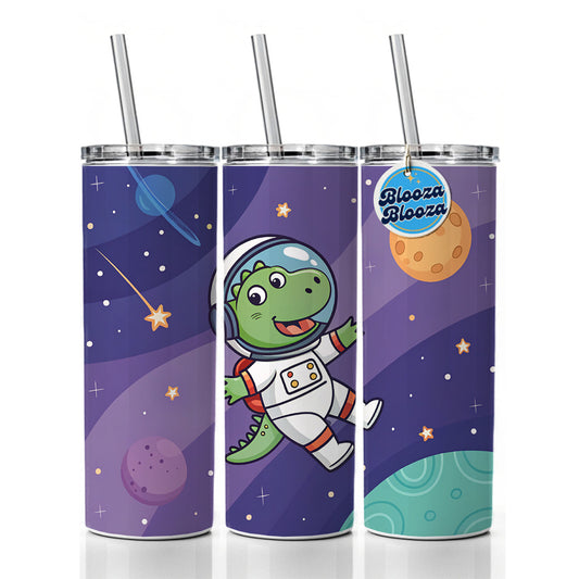 Astronaut Dinosaur In Space Suit Planets Skinny Tumbler 20oz with Straw Insulated Water Bottle Gift