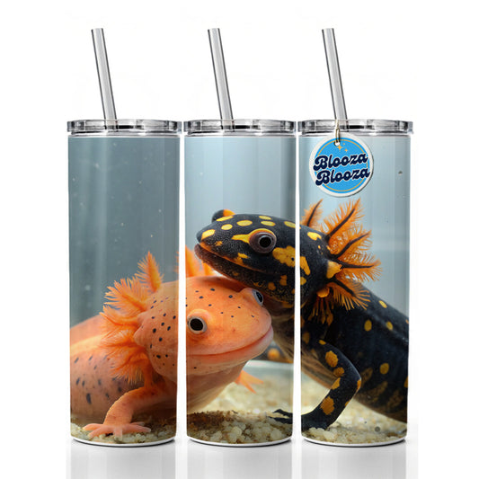 Axolotls Hugging Skinny Tumbler 20oz with Straw Insulated Water Bottle Gift