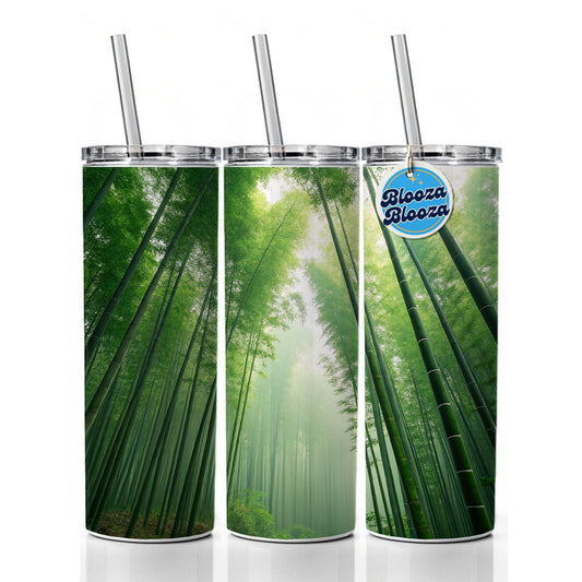 Bamboo Grove Forest Beautiful Skinny Tumbler 20oz with Straw Insulated Water Bottle Gift