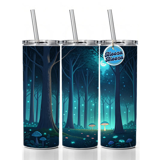 Bioluminescent Forest Night Skinny Tumbler 20oz with Straw Insulated Water Bottle Gift