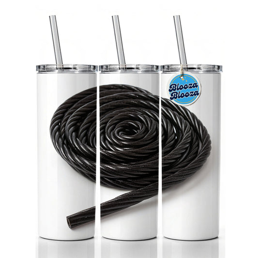 Black Licorice Rope Skinny Tumbler 20oz with Straw Insulated Water Bottle Gift