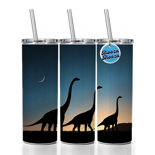 Brachiosaurus Silhouettes Dinosaurs Skinny Tumbler 20oz with Straw Insulated Water Bottle Gift