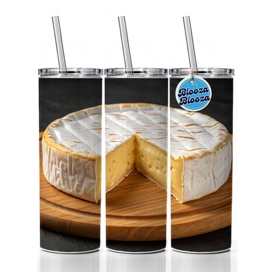Brie Cheese Wheel Skinny Tumbler 20oz with Straw Insulated Water Bottle Gift