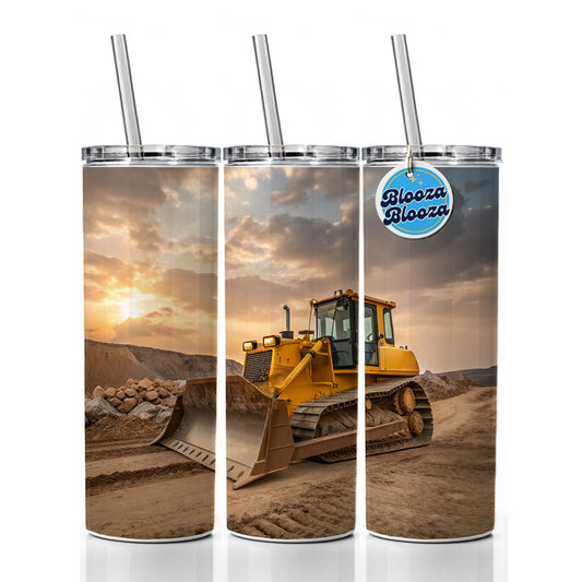 Bulldozer In Dirt Skinny Tumbler 20oz with Straw Insulated Water Bottle Gift