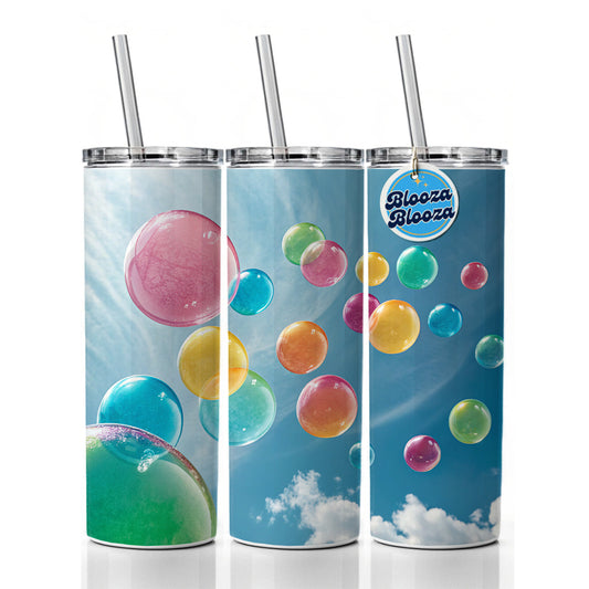 Candy Color Bubbles Blue Sky Skinny Tumbler 20oz with Straw Insulated Water Bottle Gift