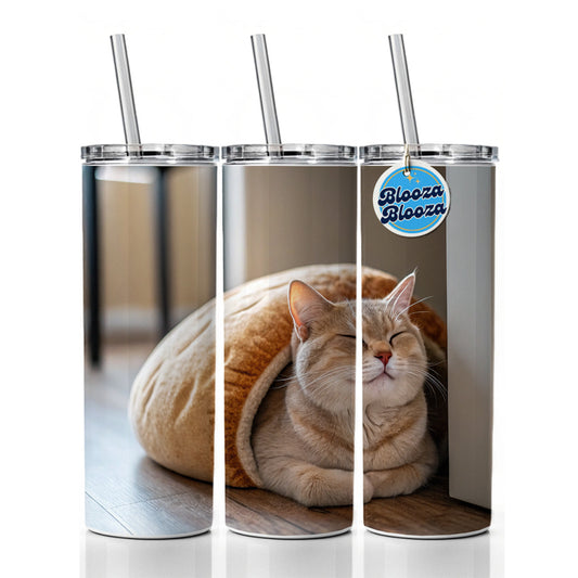 Cat Loaf Cute Skinny Tumbler 20oz with Straw Insulated Water Bottle Gift