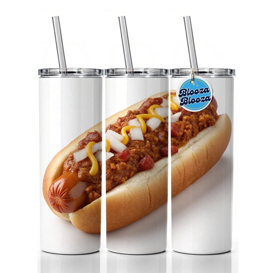 Chili Hot Dog Bun Skinny Tumbler 20oz with Straw Insulated Water Bottle Gift